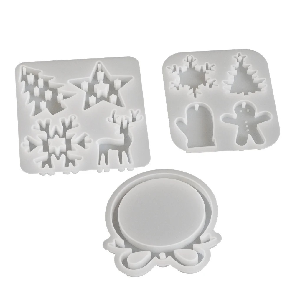 

3 Pieces DIY Christmas Pendant Pattern Set with For snowflakes Christmas Trees and Stars for Holiday Decoration