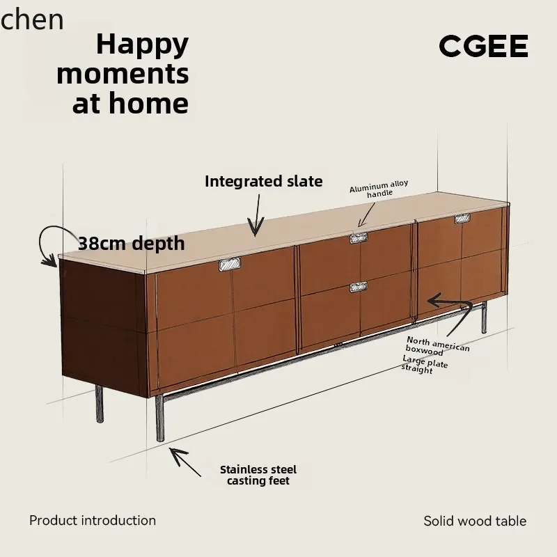 

solid wood TV cabinet living room teak veneer solid wood