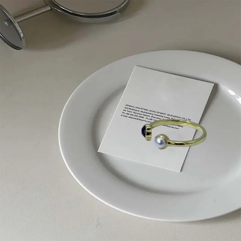 حلقة مفتوحة هندسية لامعة عالية الجمال من الفضة عيار 925 للصيف - مجموعة مجوهرات نسائية وديكور وهدايا