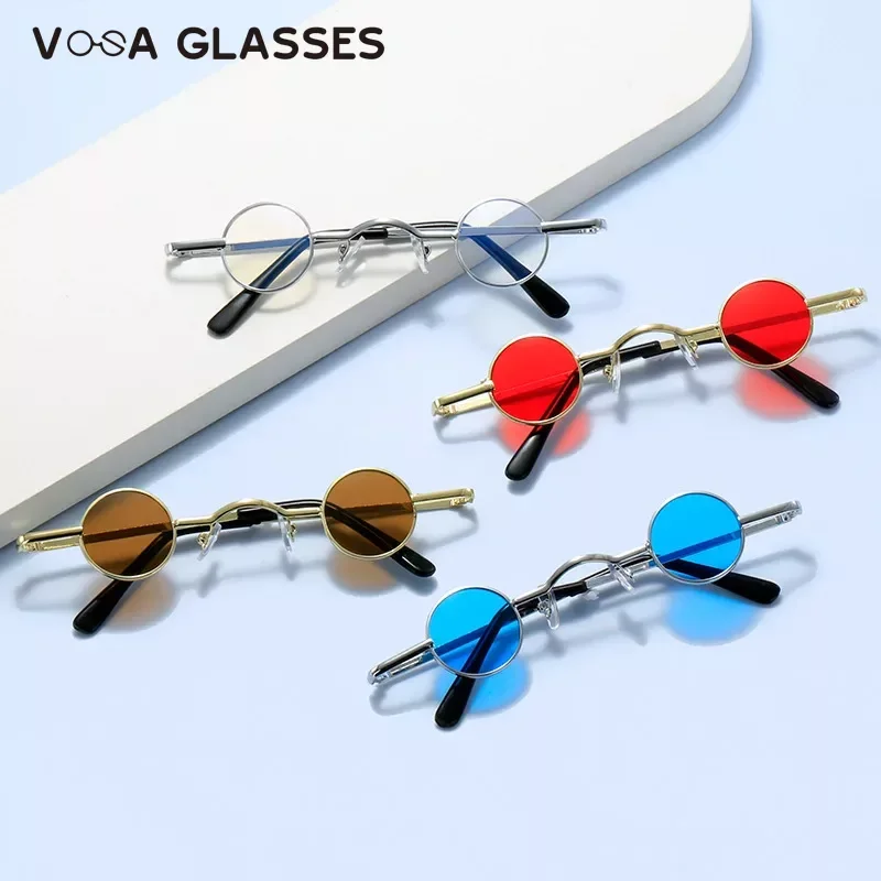 Retro Mini Sunglasses Round Men Metal Frame Gold Black Red Small Round Framed Sun Glasses Fashion Popular Color Lens Sunglasses