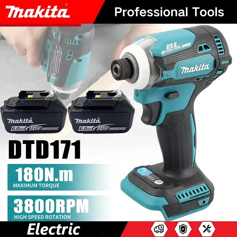 makita-dtd171-–-tournevis-electrique-sans-fil-18v-lxt-perceuse-a-percussion-sans-balais-avec-mandrin-hexagonal-de-1-4-pouces-outil-de-fixation-pour-la-construction