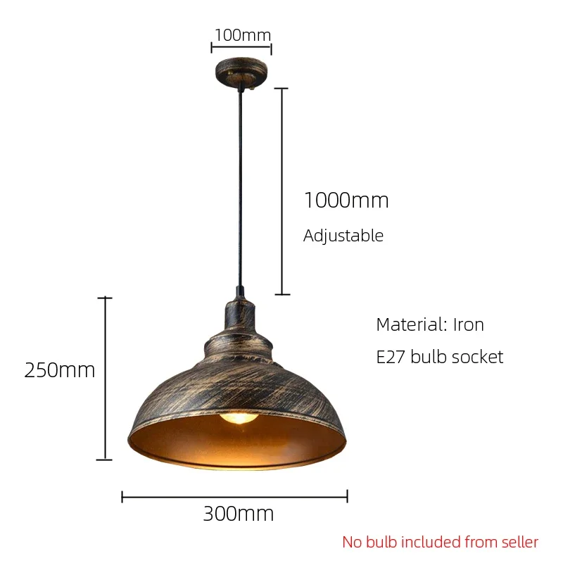 Vintage Loft Retro Hanging Lamp Bar Kitchen Office Dining Room Cafe Restaurant Black/Silver/Copper Chandelier E27 Pendant Lights
