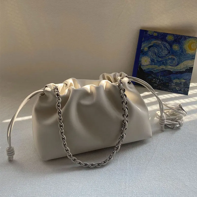 

Women Cloud Bag High Quality Fashion Design Pleated Drawstring Dumpling Bag Casual Versatile Shoulder Crossbody Clutch Purse
