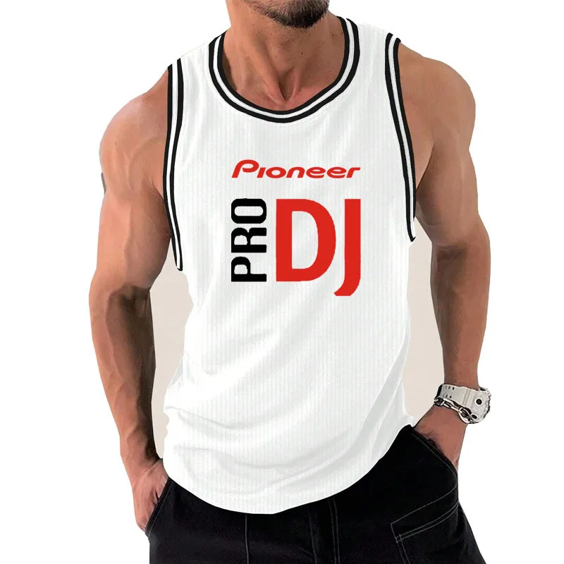 Summer Gym T-shirts Pioneer Pro DJ print Man Gym Top Men Sleeveless Sweatshirt Men's Clothes Vests Bodybuilding Shirt