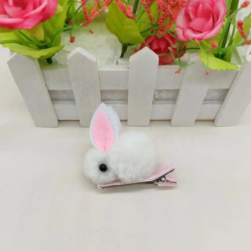 Cute Cartoon Hair Clips Adorable Winter Plush Bunny Hairpins Vivid Color Hair Clips Shape Hair Accessory for Kids Exquisite image 3