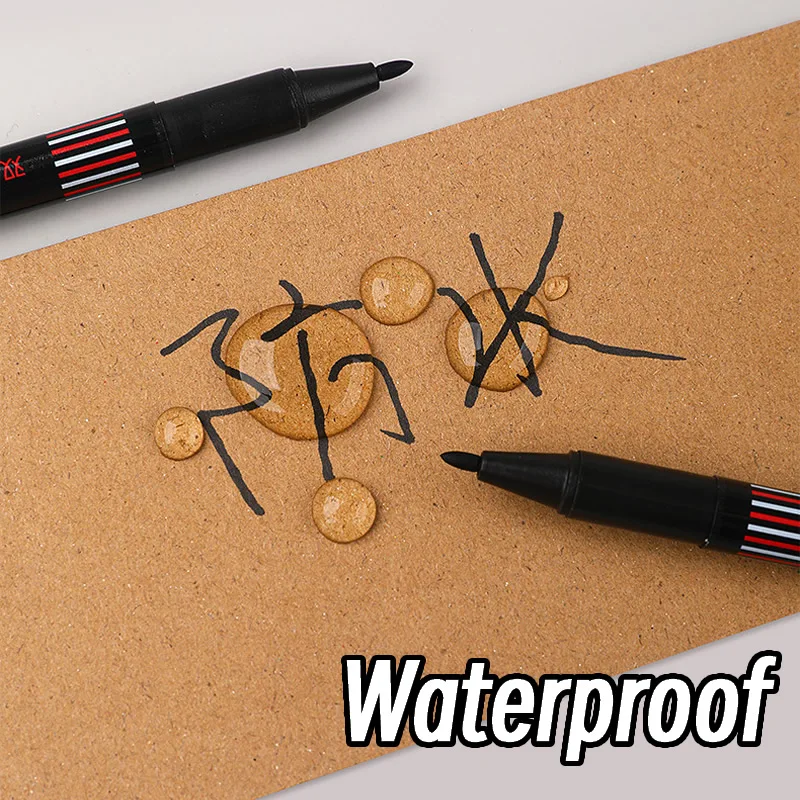 20 قطعة/المجموعة أسود/أزرق/أحمر علامات طرف مزدوج للقلم المعدني مقاوم للماء الحمام النجارة الديكور علامات نقطة متعددة الأغراض