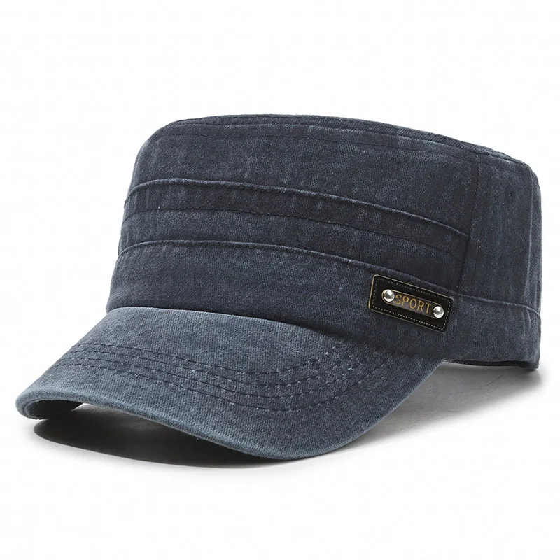 New Casual Washed Cotton Flat Top Hat Adjustable Fisher Caps Men Women Cadet Cap Unique Design Vintage Cap Four Season