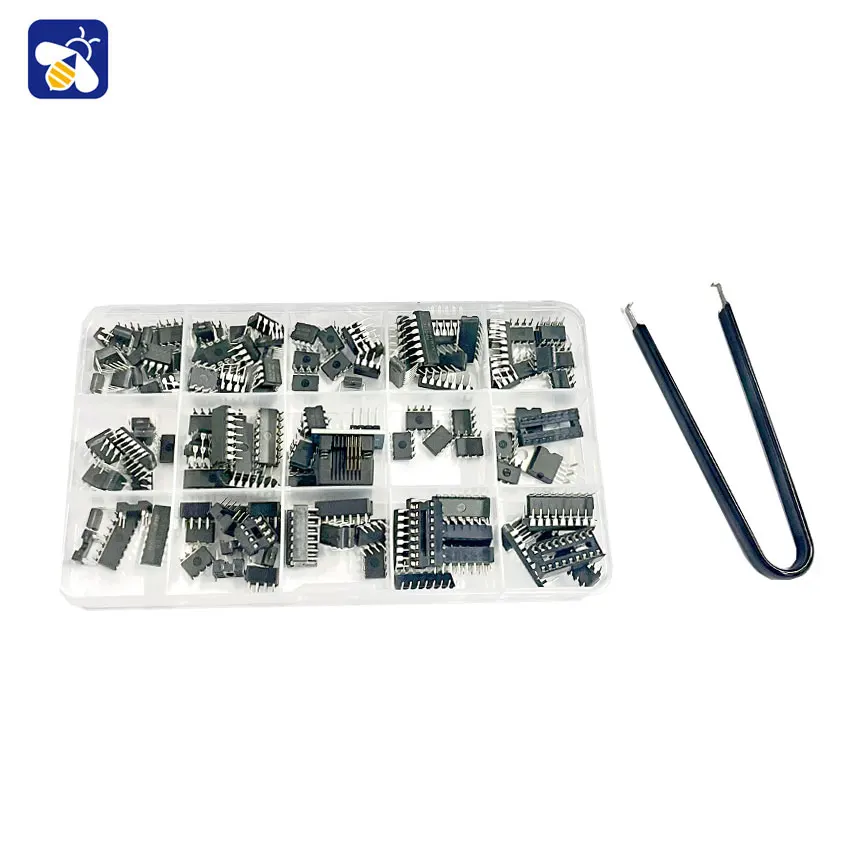 150PCS Commonly Used IC Combination Kit Free Clips and Burner Block electronic home appliance daily maintenance LM358 NE555LM386