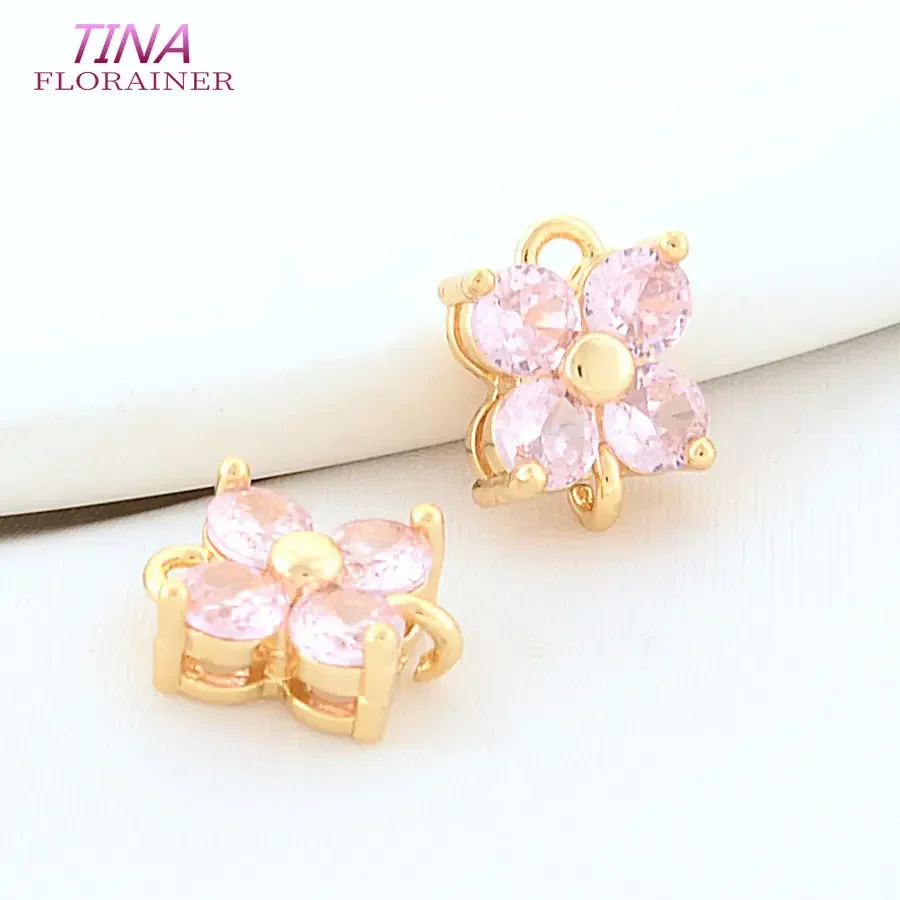 8*10MM 14K Gold Color Brass 2 Holes Flowers Connectors Charms Pendants Necklace Jewelry Making Supplies Diy Accessories