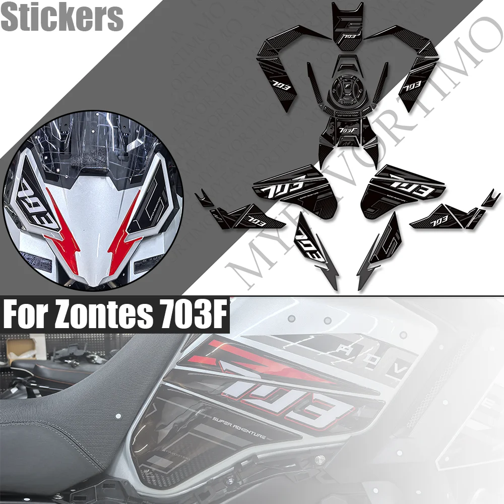 For Zontes ZT703-F ZT-703F ZT 703F Adventure Handguard Handshield Tank Pad Cap Protection Front Mudguard Fender Stickers Decals