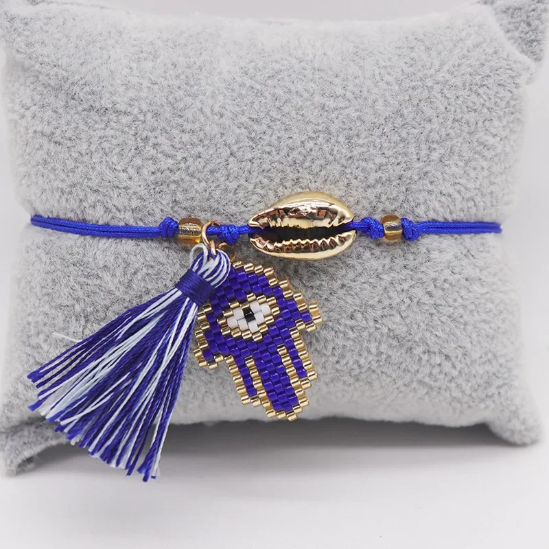 Rice bead bracelet Originality The palm of Fatima Design Eye Hand knitting Bohemia Adjustable Fashion Simple Beaded bracelet