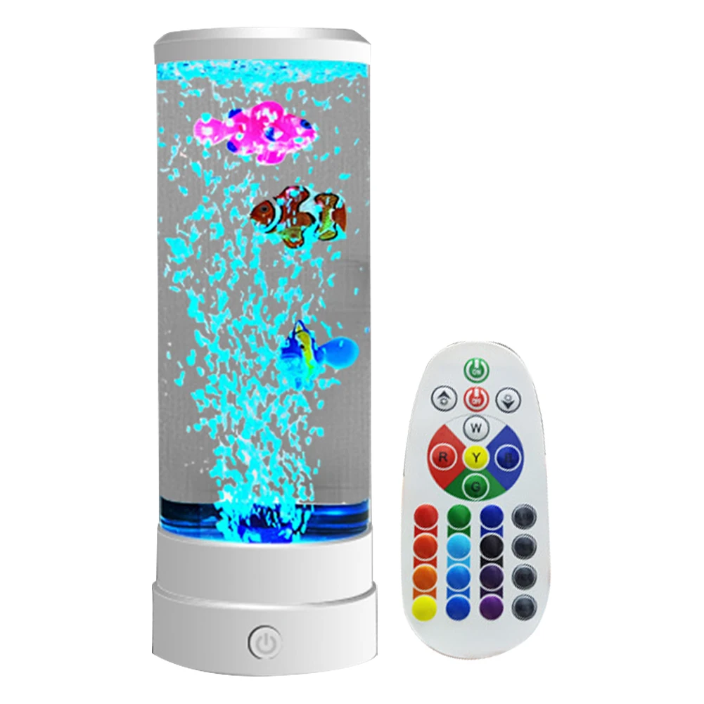 Bubble Fish Lamp Battery/USB Powered Sensory Bubble Tube Lamp Fake Fish Tank with Aquarium Night Light LED Bubble Fish Lava Lamp