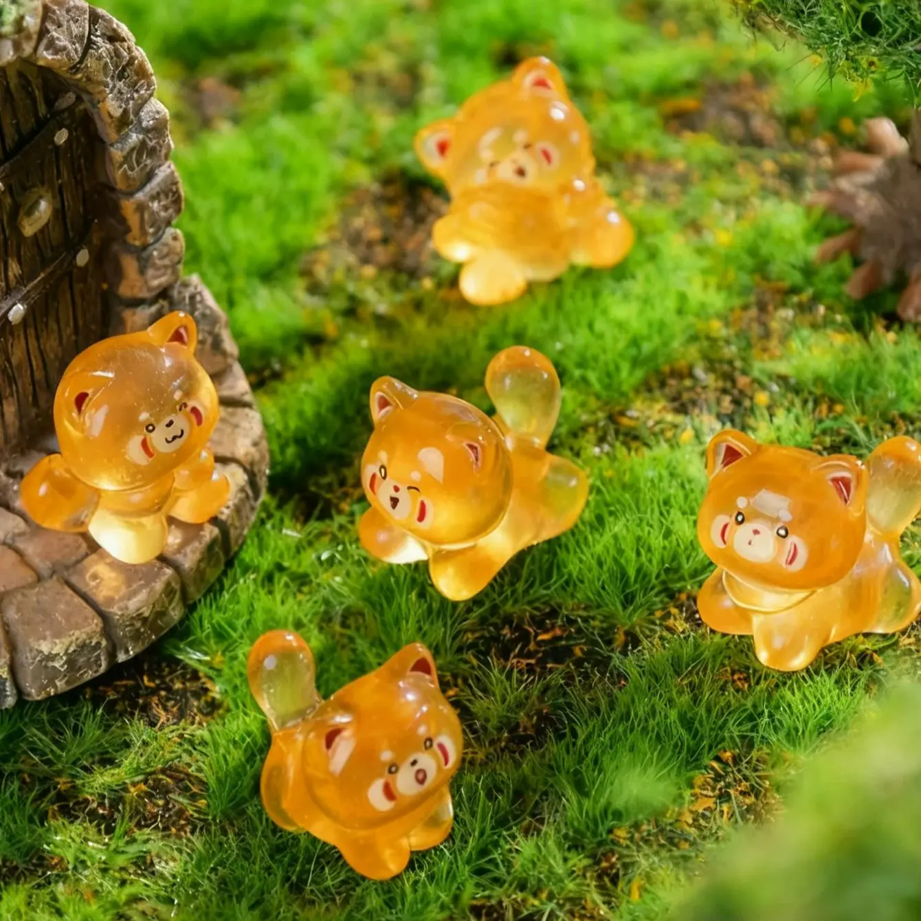 10/20 قطعة تماثيل الراكون المضيئة يتوهج في الظلام ديكور صغير من الراتنج لحديقة الجنية هدية حفلة عيد الميلاد لون عشوائي #1