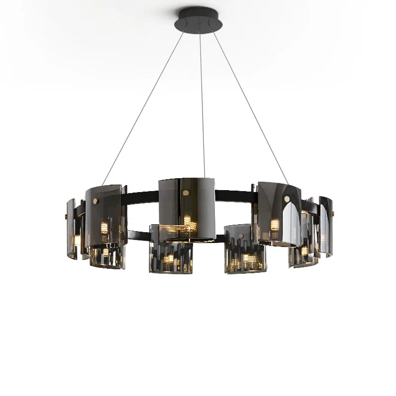 Luxury Italian Copper G9 Chandelier Simplicity Ring Restaurant Pendent Lamp Suspension Light Living Room Black Lighting Fixtures