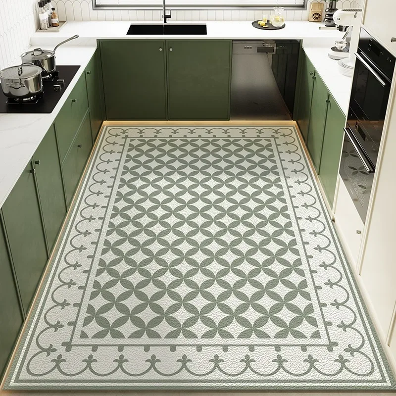 

Kitchen Floor Mats Waterproof and Oil-proof PVC Leather Rug Plaid Anti-fouling Easy Clean Soft Balcony Carpet Tapetes Alfombra