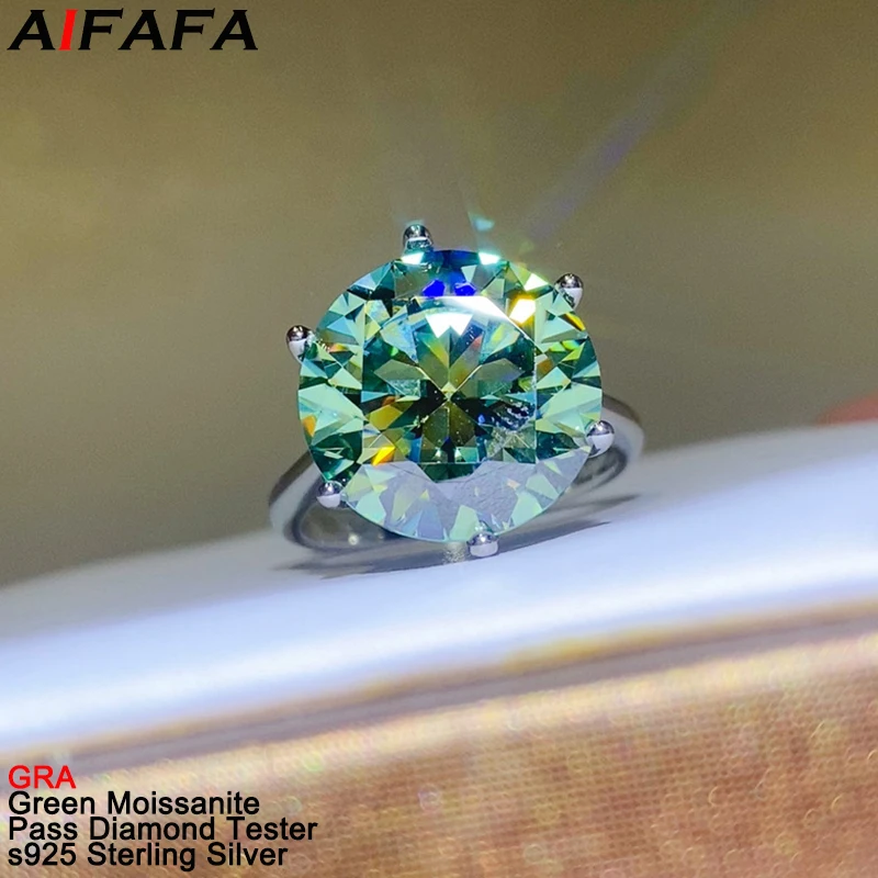 5/10 Carat Real Green Moissanite Rings for Women Top Quality s925 Silver Moissanita Lab Diamond Wedding Ring Fine Jewellery GRA