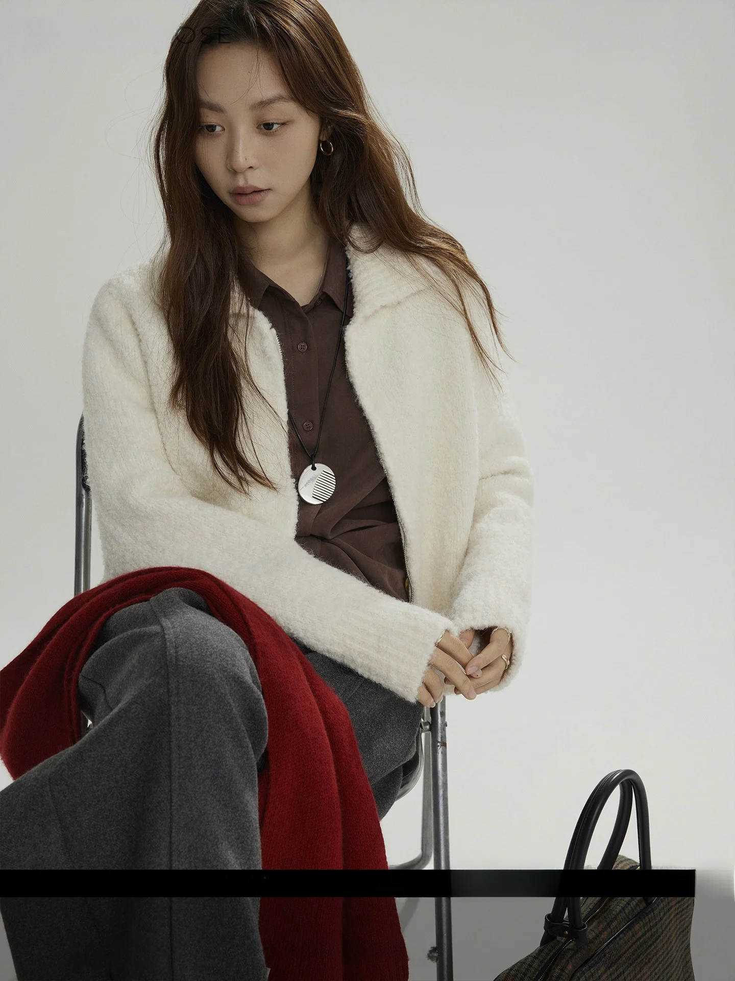 

Joli Choose Women's Wool Blend Zipper Knitted ort Cardigan Casual Sle Faion Design Turn-down Collar Open-front Sweater