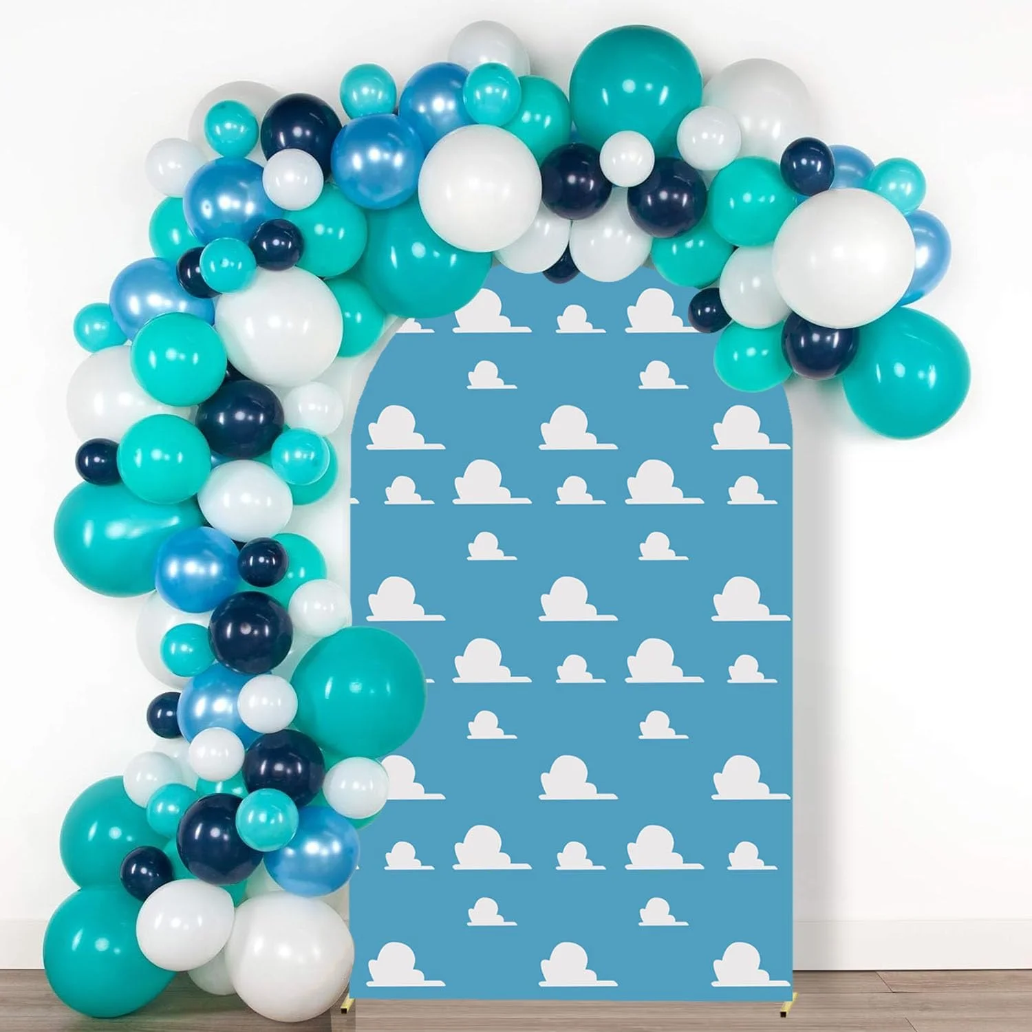 Arch Backdrop Cover Blue Sky White Clouds Background Boy Toy Story Cartoon Newborn Party Decoration Baby Shower Kids Birthday