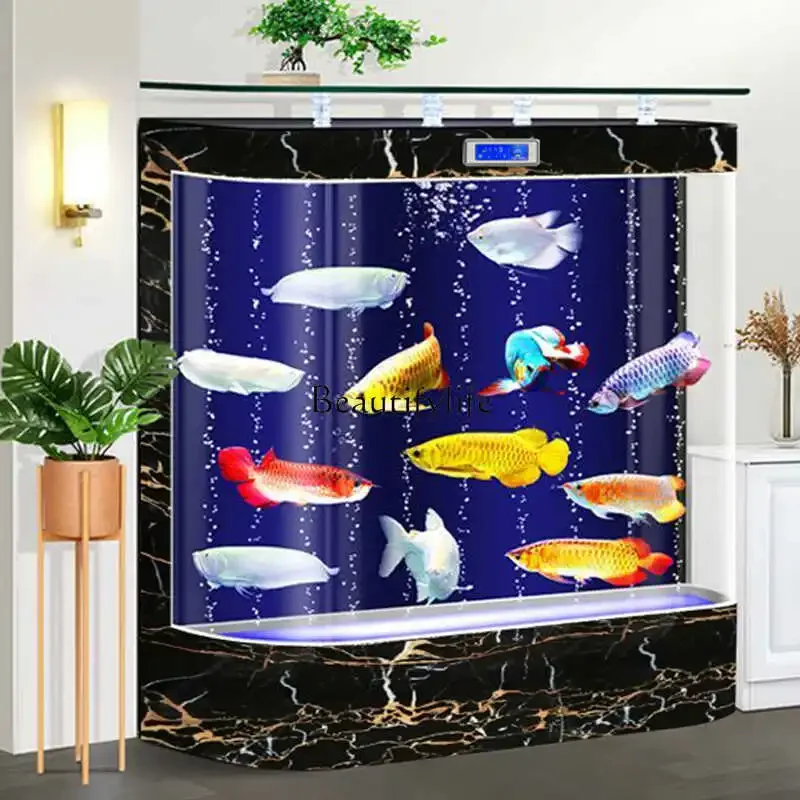 2024 new double round glass gold fish tank filter oxygen generator ecological water-free landscaping