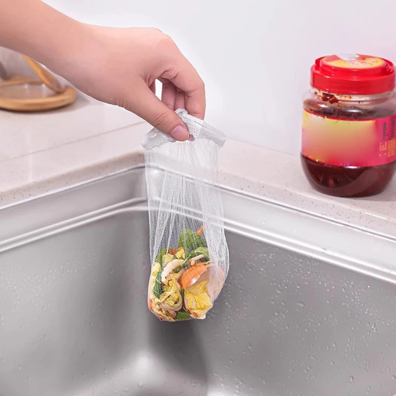 100Pcs/Pack Disposable Sink Filter Kitchen Sewer Net Garbage Filter Bag Sink Strainer Bathroom Drain Hair Anti-blocking Net
