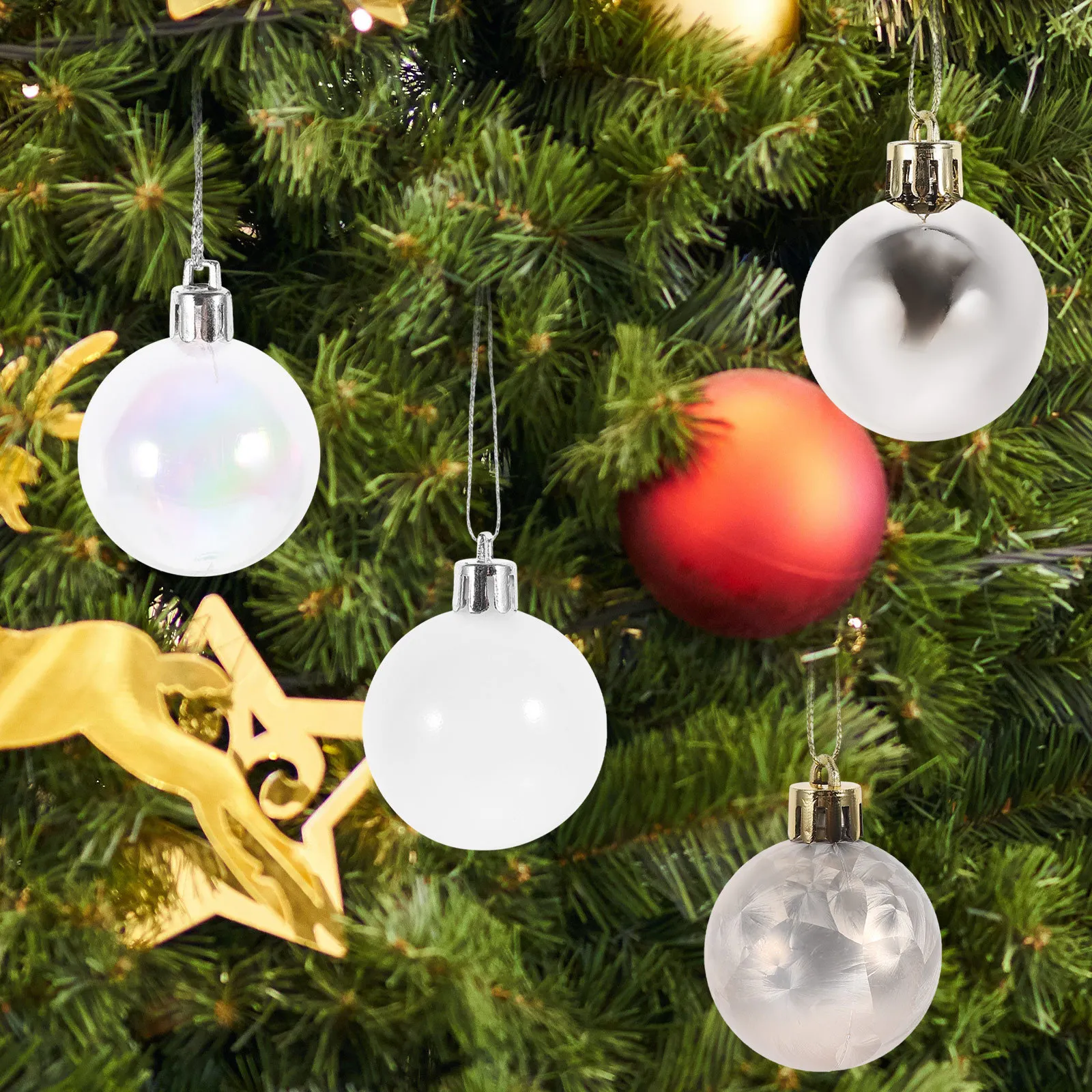 

24Pcs Xmas Tree Balls Decorative Ornaments Christmas Party Supplies Home Office School Decoration Ball Ornaments