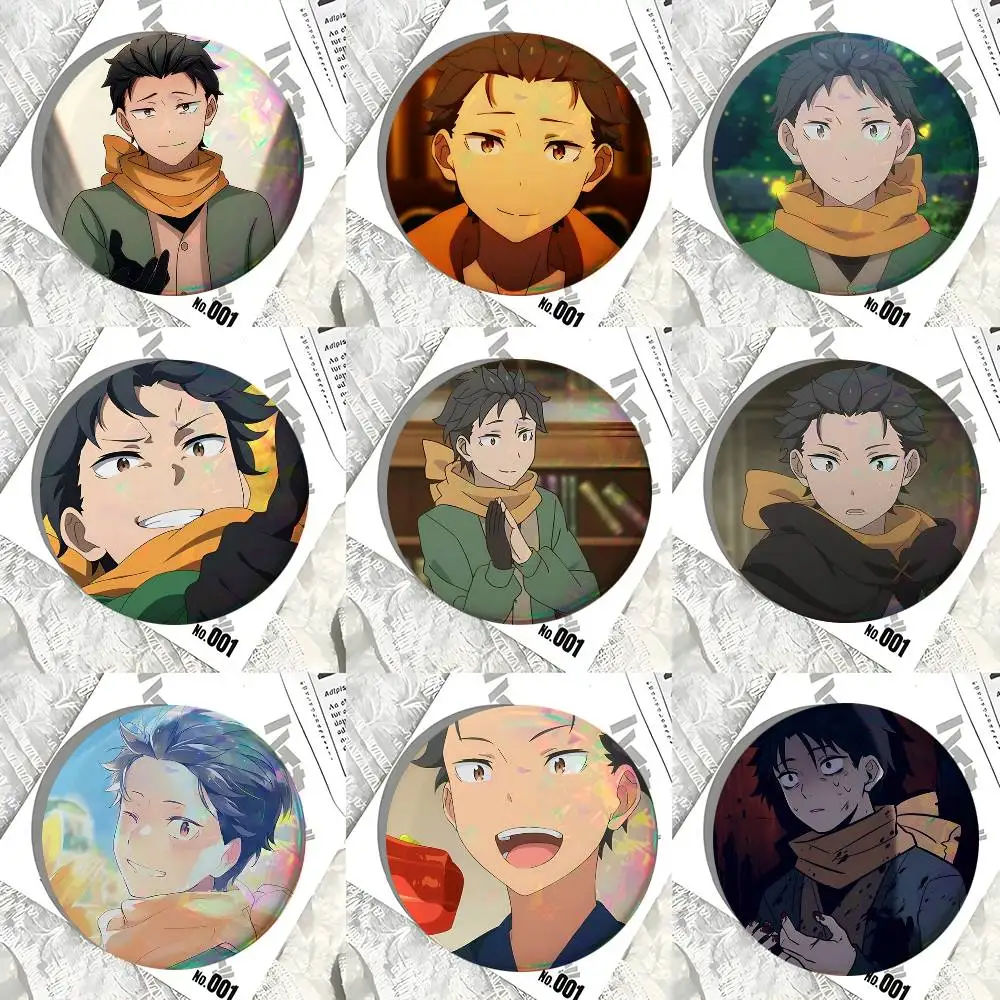 Natsuki Subaru Round Badge Creative Brooch Clothing Backpack Accessories Lapel Pin