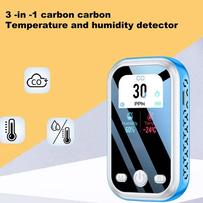 كاشفات أول أكسيد الكربون المحمولة أول أكسيد الكربون متر إنذار متعدد الوظائف مع قوس لسيارات المرآب في الأماكن المغلقة والخارجية