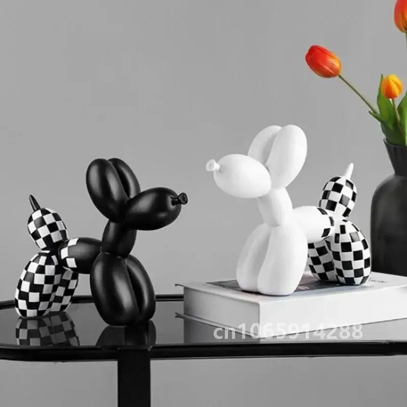 Nordic Resin Balloon Dog Sculpture Animal Puppy Statue Modern Luxury Living Room Desktop Home Decoration Figurines for Interior