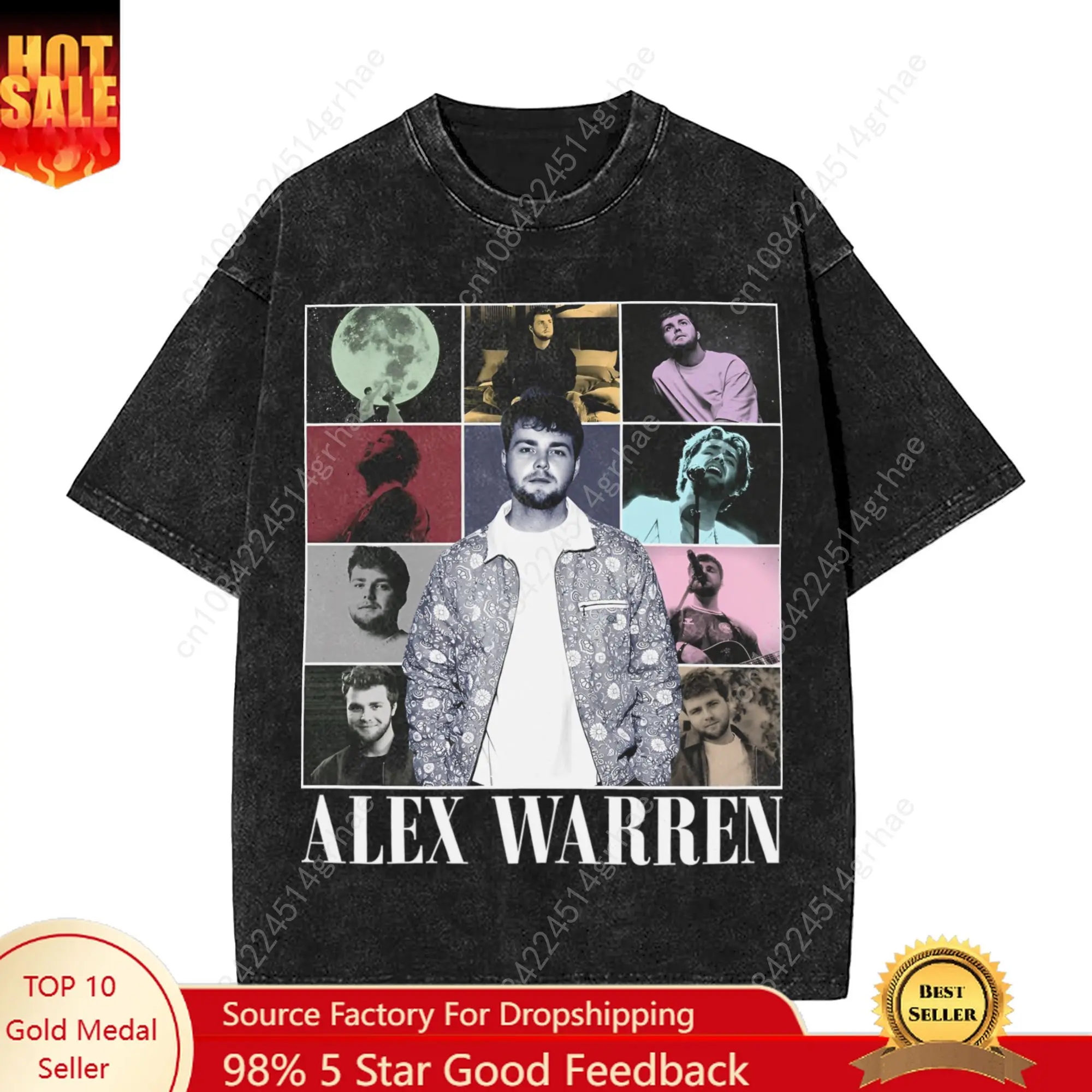 Alex Warren Tour 2025 Gewassen T-shirt Mannelijke Streetwear Katoenen T-shirts Strand O-hals Trending T-shirt Ontwerp Plus Size Tops