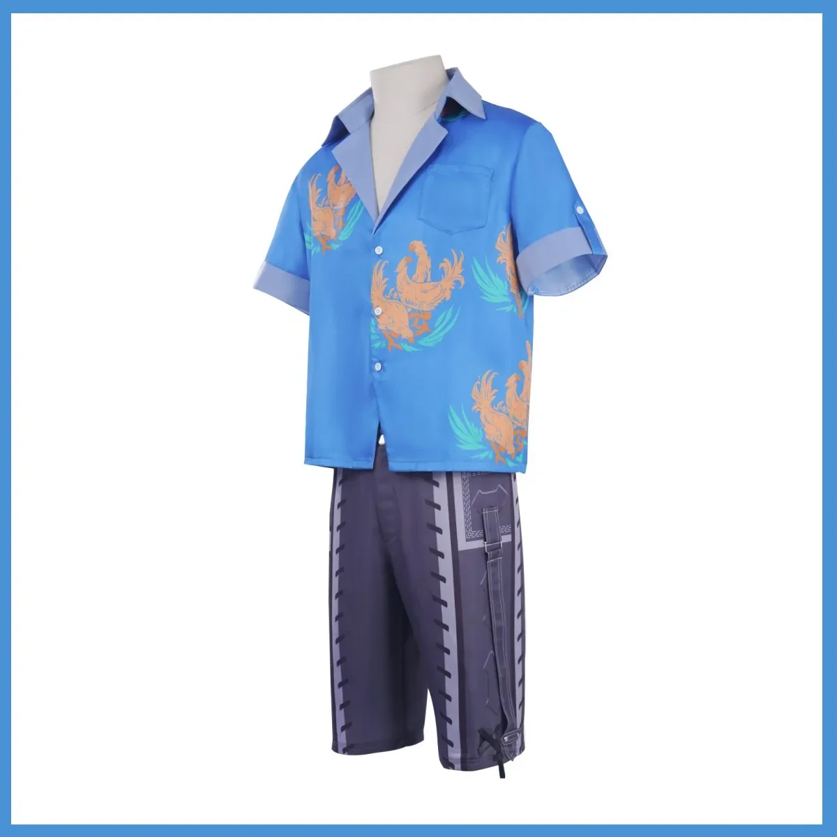 Traje de Cosplay de Final Fantasy VII Cloud Strife para hombre adulto, camisa de playa Azul, pantalones cortos, peluca de verano, traje de fiesta de Carnaval