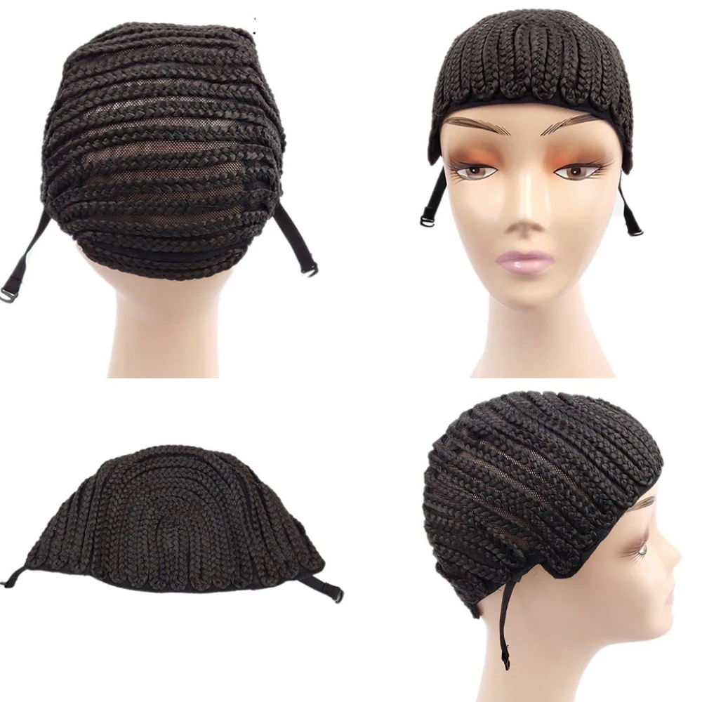 Braided Wig Cap For Crochet Hair Braids Breathable Cornrow Cap for Easier Sew in Weave Hair Glueless Black For Making Wigs