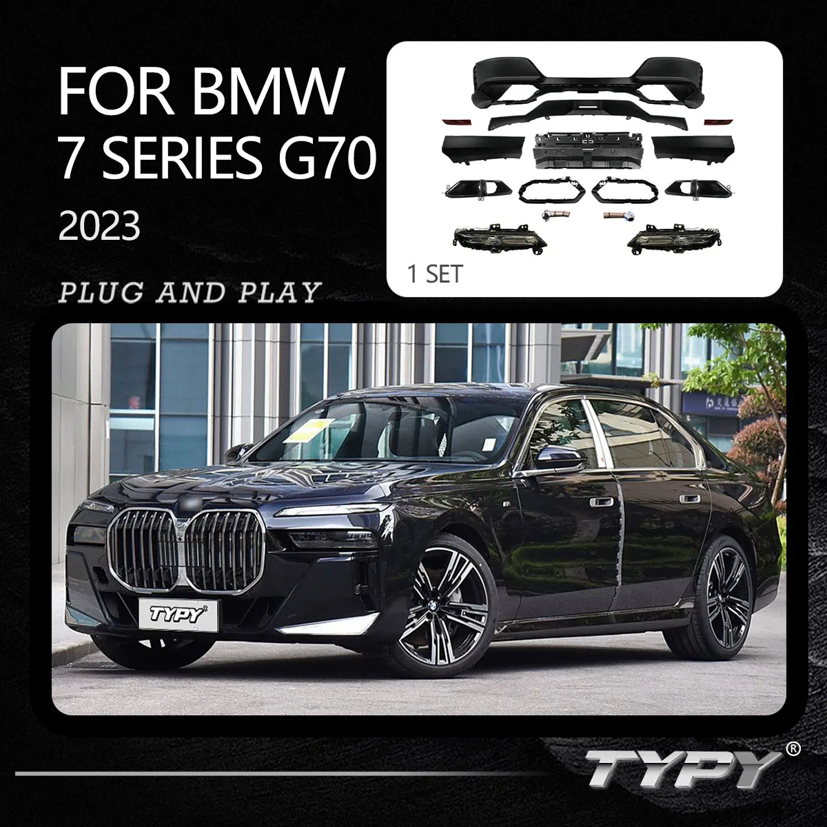 

Обвес автомобиля TYPY для BMW 7 серии G70, нижний и поднятый спортивный Bodykit 760 M, 2023 + аэродинамический комплект для автомобильных деталей 735LI