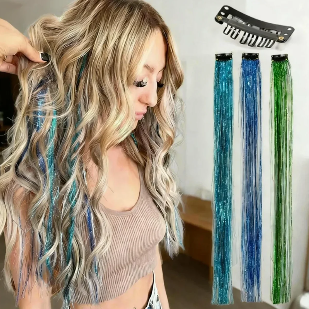 

Синтетические цветные накладные пряди для волос, 3 шт., разноцветные накладные пряди для волос, радужные накладные пряди для женщин и девочек