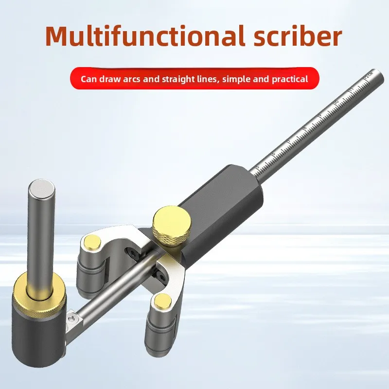 Multi-Functional Line Scriber Woodworking Hand Tool Straight Line Arc Dual-Use Parallel Aluminum Alloy Line Scriber
