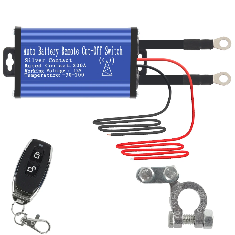 

1set Car Battery Disconnect Switch Relay (With Wireless Remote Control) 12V Remote-Controlled Main Power Switch