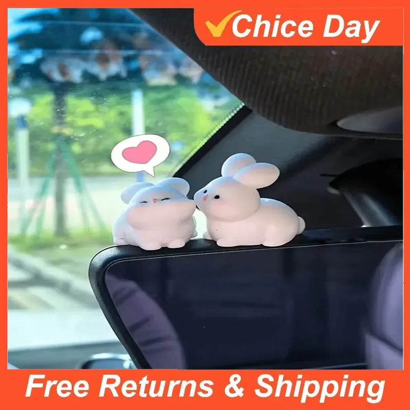 2 Pcs Couple Animal Kissing Car Ornaments – Dual-use for Center Console & Rearview Mirror, Multiple Styles Available Amagi