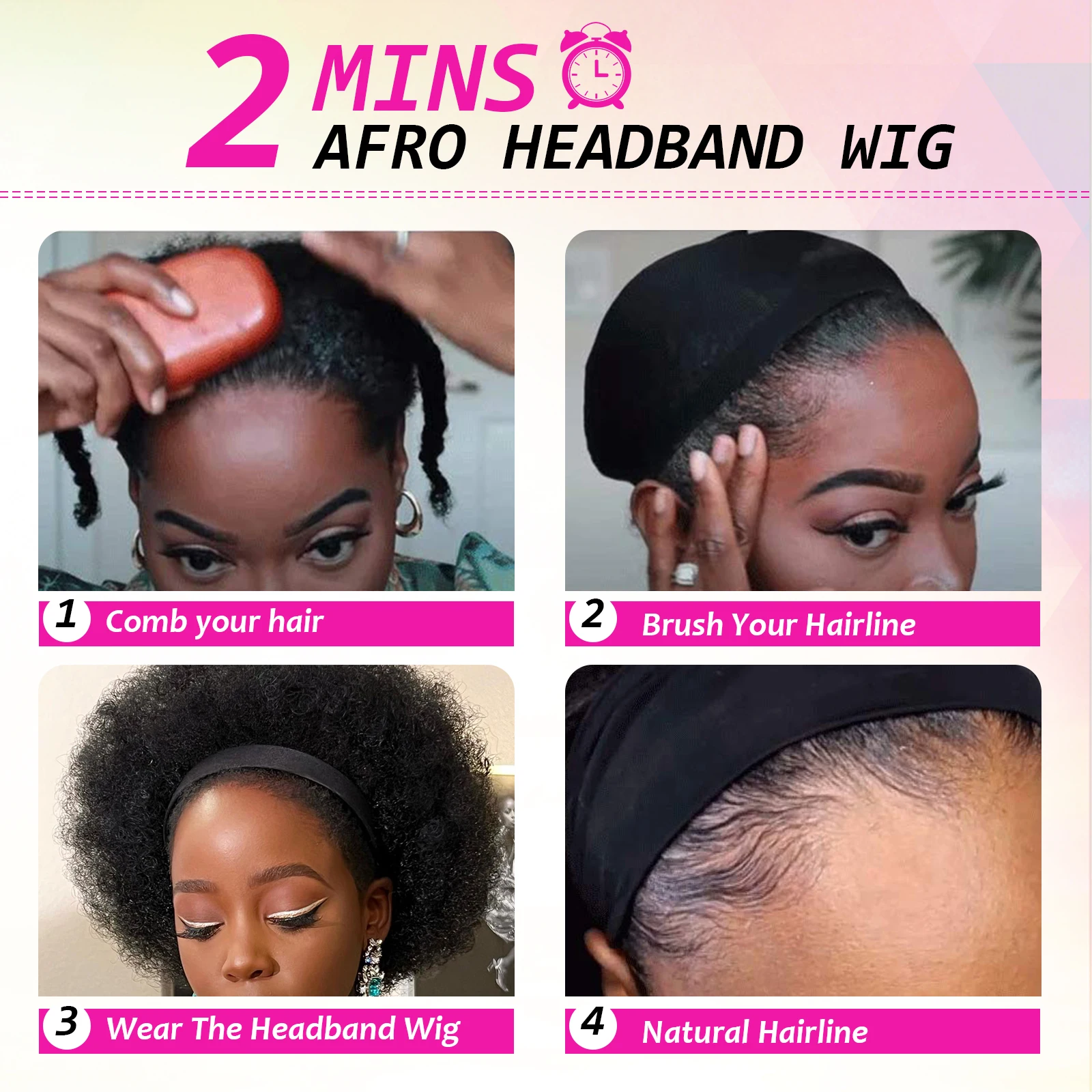 Tereshar Syntetyczne krótkie peruki afro Puff z pałąkiem na głowę dla czarnych kobiet 8 cali Afro Puff Hair Perwersyjne kręcone peruki do