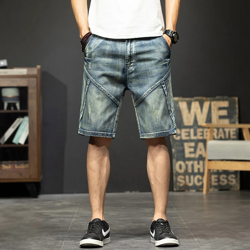 

2026 New Modelmen's Summer Thin Denim Shorts Men's Straight Loose Casual Denim Shorts Plus Size 28-44