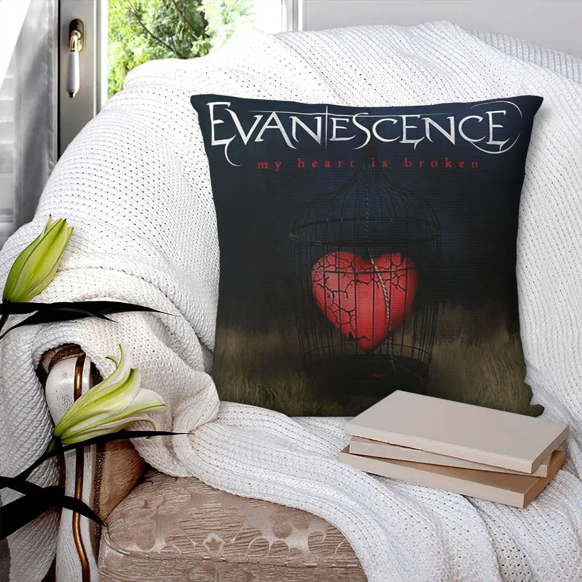 Evanescences Rock Band Square Pillowcase Cushion Cover Pillow Case Throw Pillow Cover for Home Sofa Living Room