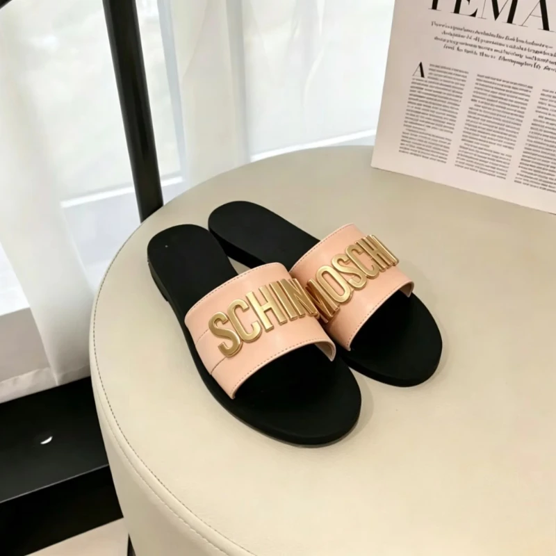 

Fashionable Metal Decorative Flat-front Slip-on Sandals for Women - Retro, Comfortable, Versatile, Casual, Open-toe Flat-bottome