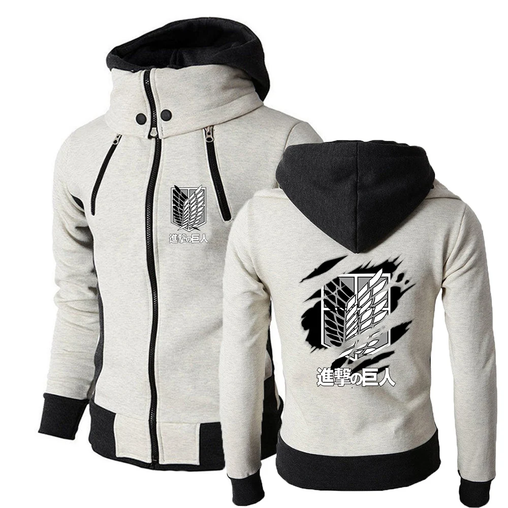 2025年日本アニメジャケット春と秋メンズスタンドカラーパーカー進撃の巨人ロゴプリントスポーツ快適コート