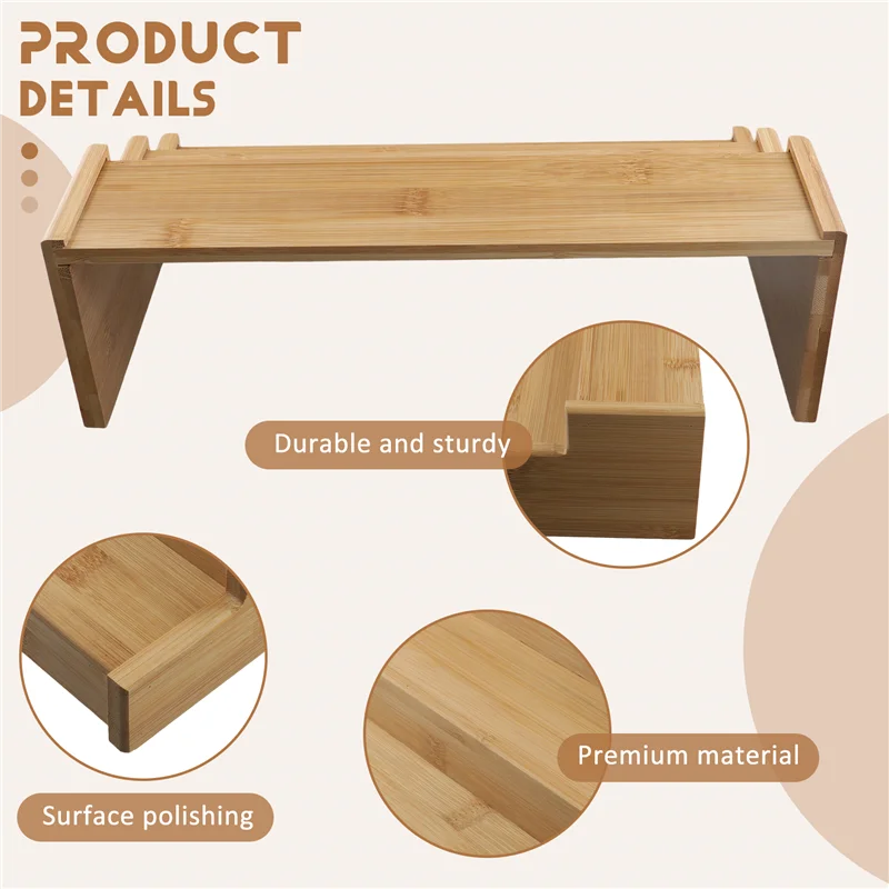 

【Flash-Deal!】3-Tier Non-Expandable Bamboo Spice Rack Step Shelf Cabinet Organizer