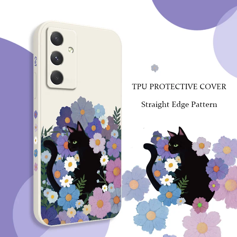 

Colorful Floral Cat Phone Case For Samsung Galaxy A17 A07 A56 A36 A26 A16 A06 A55 A35 A25 A15 A05 A54 A34 A24 A14 A04 Silicone C