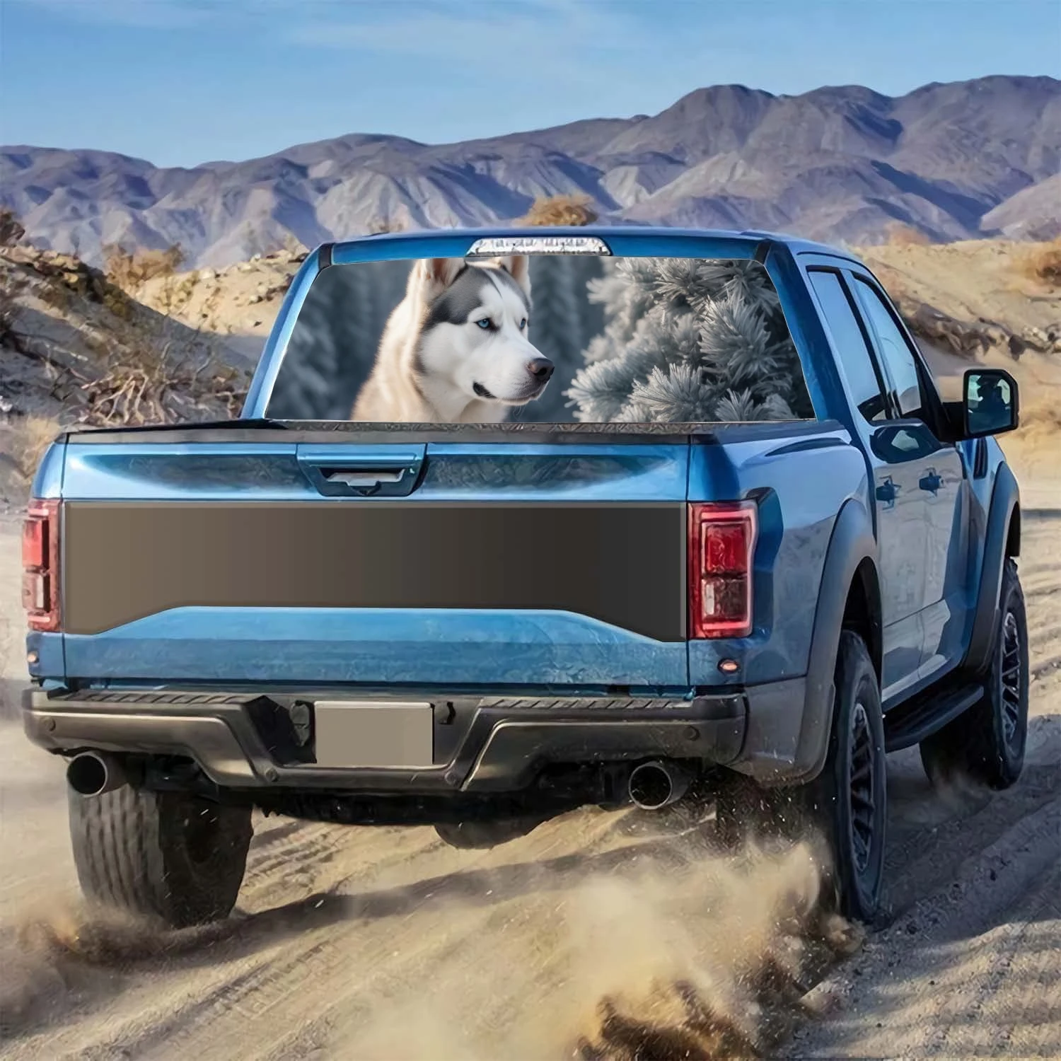 Husky Animal Dog Rear Window Decal Fit Pickup,Truck,Car Universal See Through Perforated Back Windows Vinyl Sticker