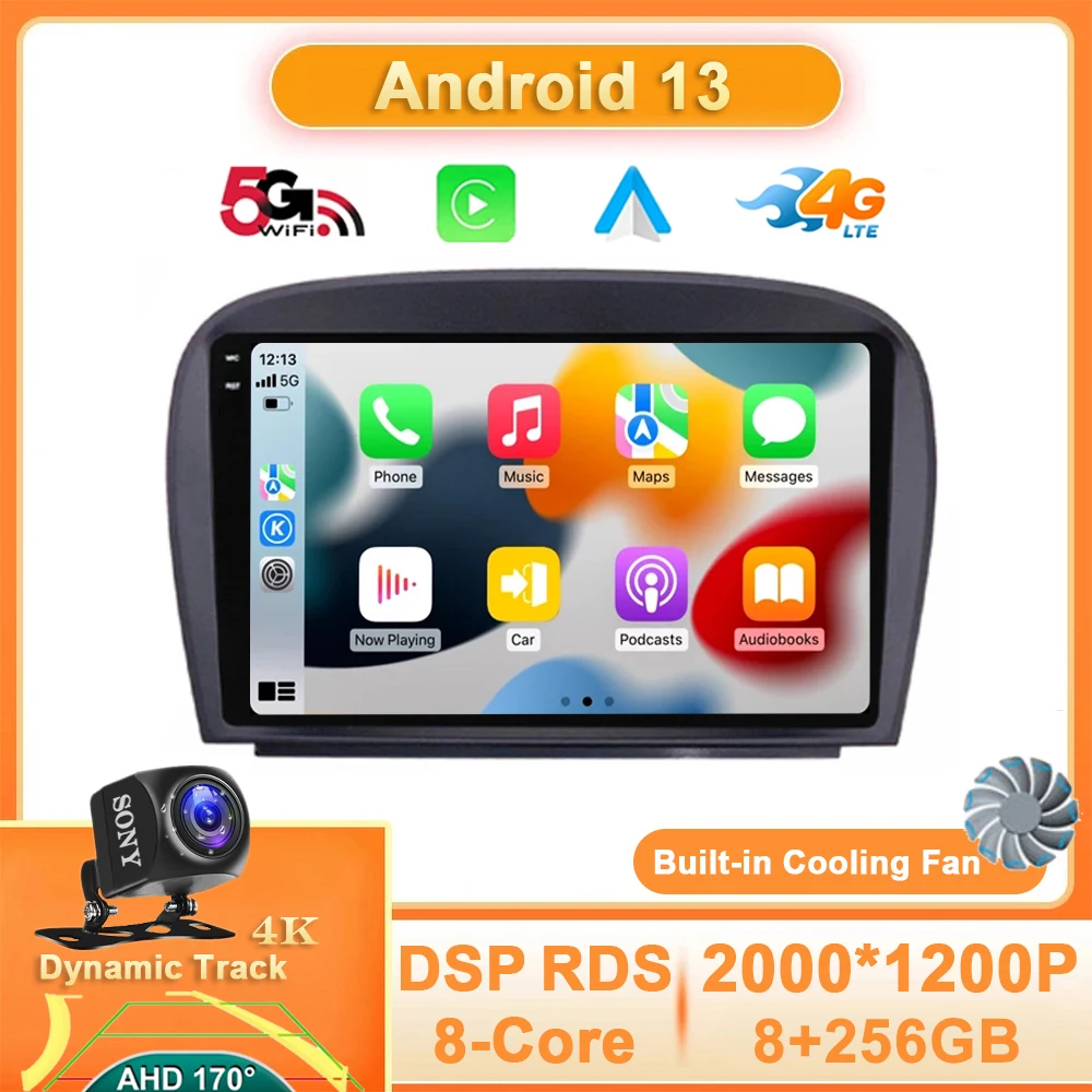 

Android 13 For Mercedes Benz SL R230 SL350 SL500 SL55 SL600 SL65 2001 - 2007 Car Radio Multimedia 360 Camera GPS Navigation QLED
