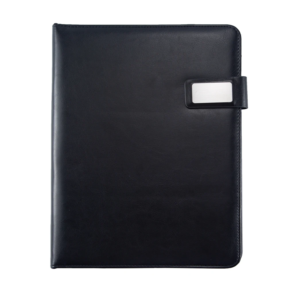 Multifunction Folder A4 Black Business PU Leather Padfolio Portfolio With Magnetic Snap Closure