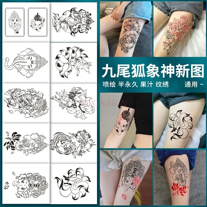 

Inkjet tattoo hollowed out template, elephant god nine tailed fox template, semi permanent tattoo