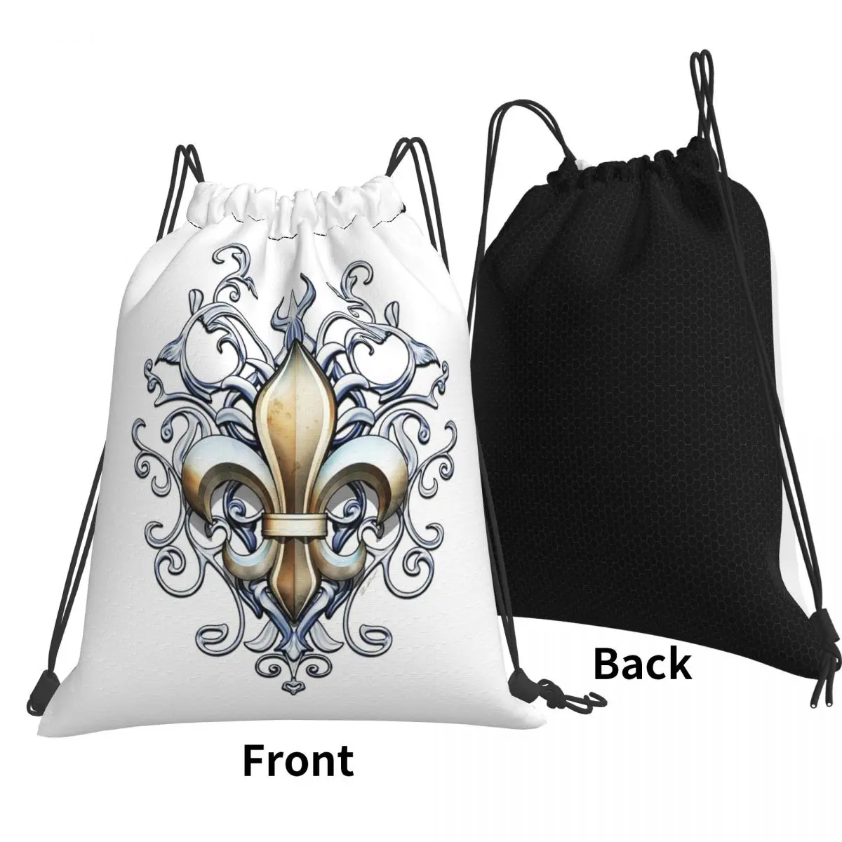 French Lily - 3D Illustration - Version White 1 Backpacks Casual Drawstring Bundle Pocket Sports Bag Book Bags for Travel School