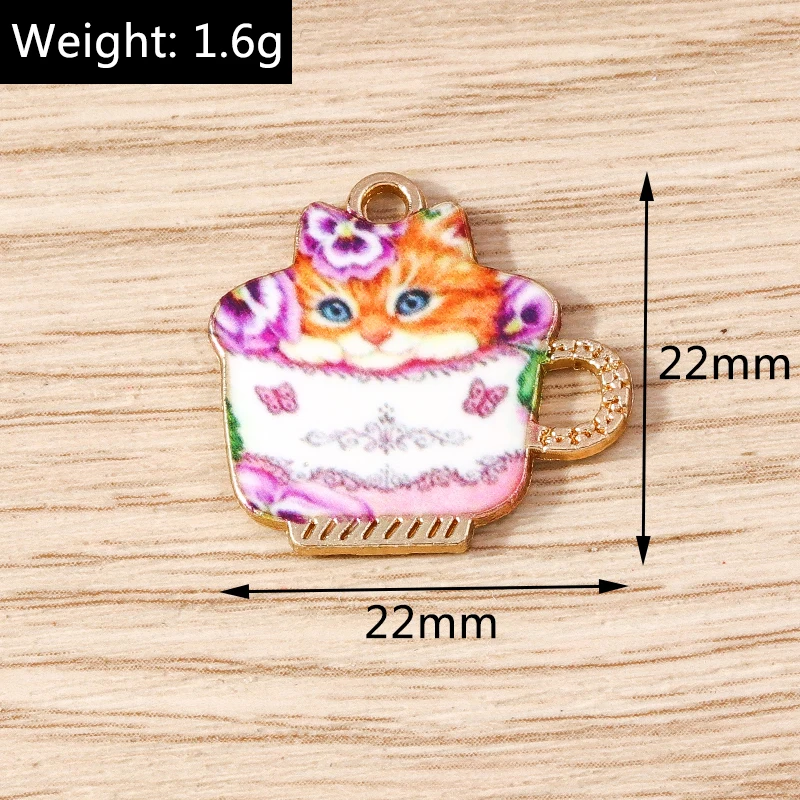 10 stücke Cartoon Emaille Tier Katze Charms Anhänger für Schmuck machen Tropfen Ohrringe Halsketten Armband DIY handgemachte Handwerk liefert – Detail 2