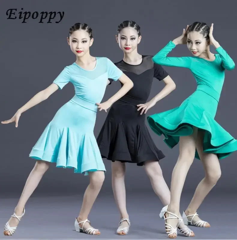 Children's Latin Dance Wear Girls' Long-Sleeved Competition Dress Women's Costume